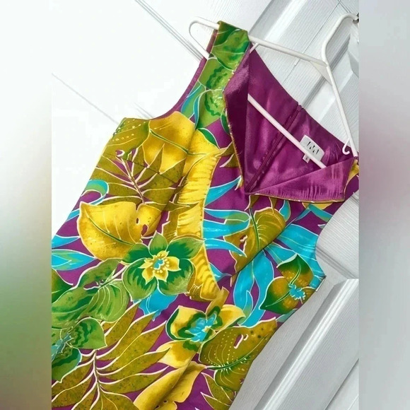 DAVID MEISTER  tropical print sleeveless sheath dress vacationcore size 6 - Picture 3 of 9